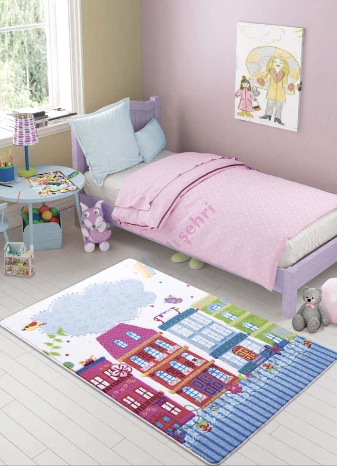 Confetti Sweet Home Pembe Çocuk Halısı Yumuşak Yıkabilir